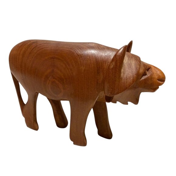 Other - Hand-Carved Wooden Buffalo Figurine Wood Decor